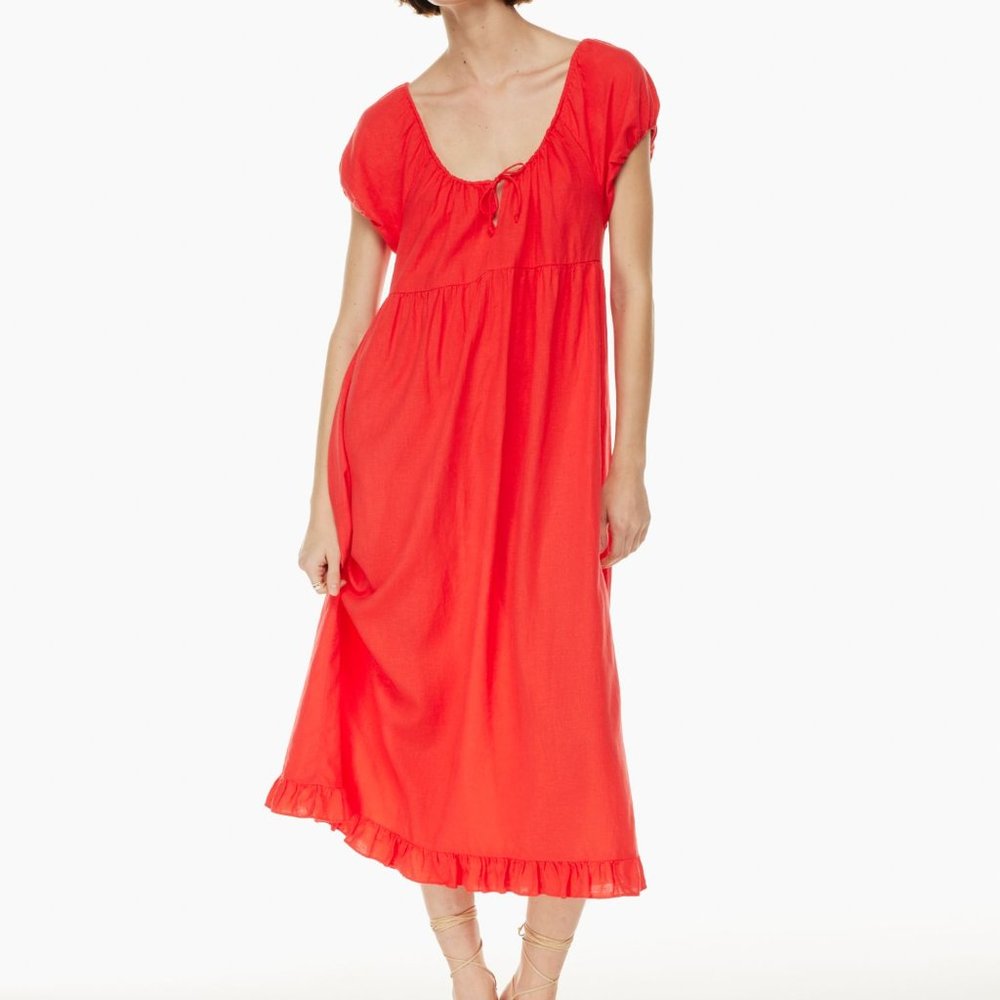 Aritzia Shadow Linen Dress S Red NWT